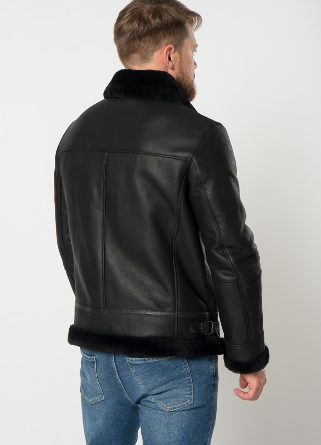 Дубленка пилот мужская на молнии  модель № 21349 в рассрочку