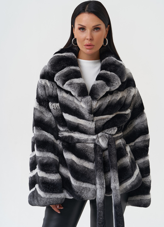 Женская шуба из меха кролика модель № 111 меха малина