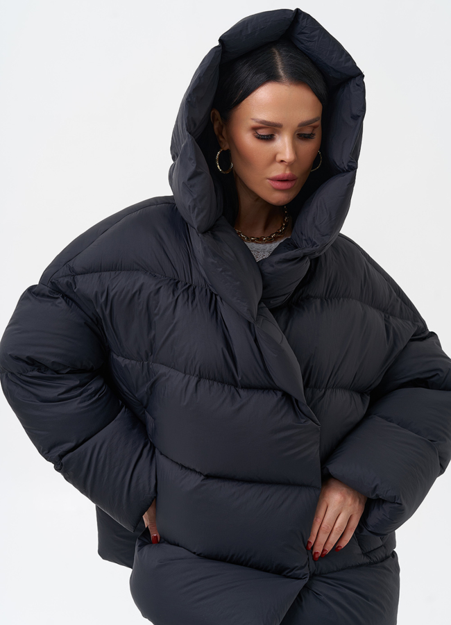 Женский пуховик с капюшоном  модель № 28968 универмаг малина