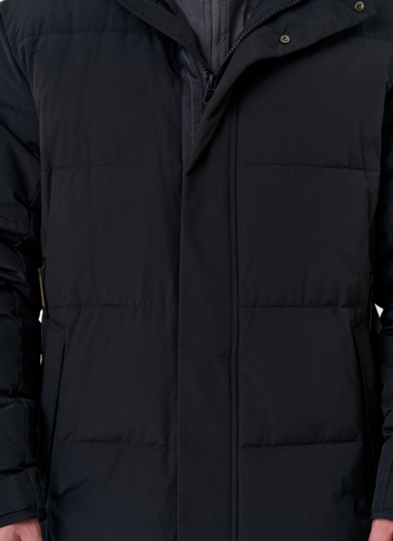 Мужской удлиненный пуховик с капюшоном