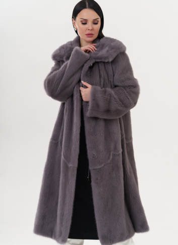 Шуба из норки с капюшоном