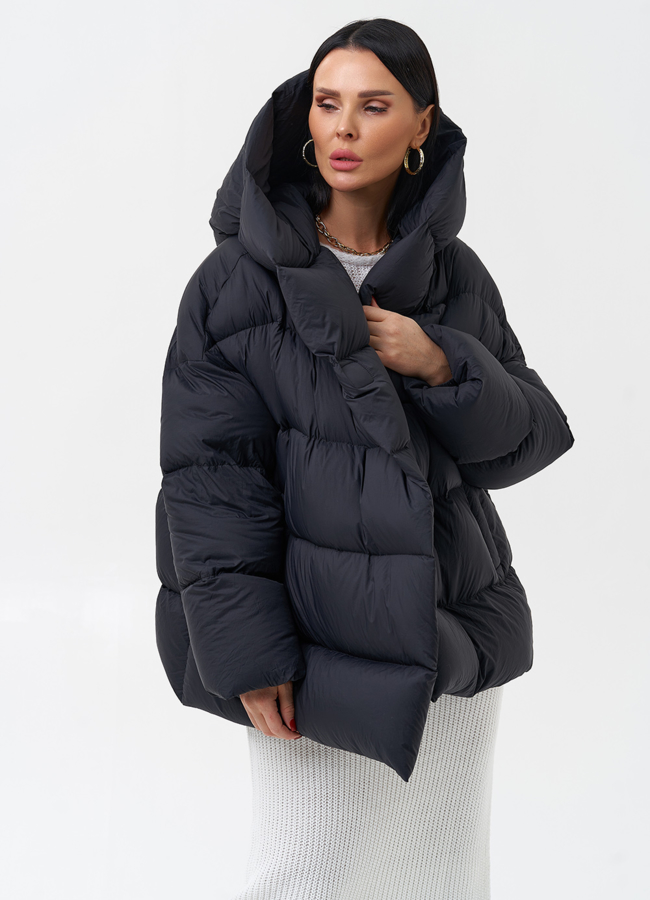 Женский пуховик с капюшоном  модель № 28968 универмаг малина