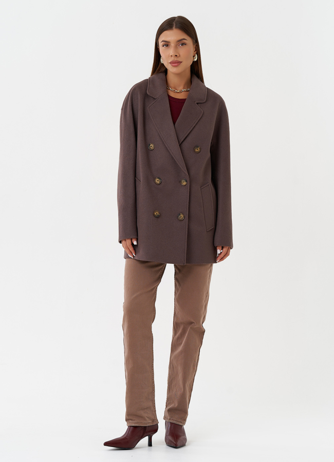 Укороченное двубортное пальто модель № 28310 в кредит