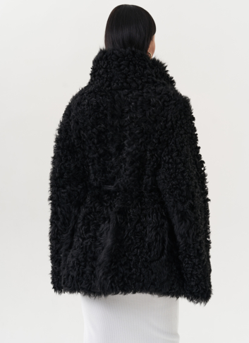 Двухсторонняя дубленка черного цвета