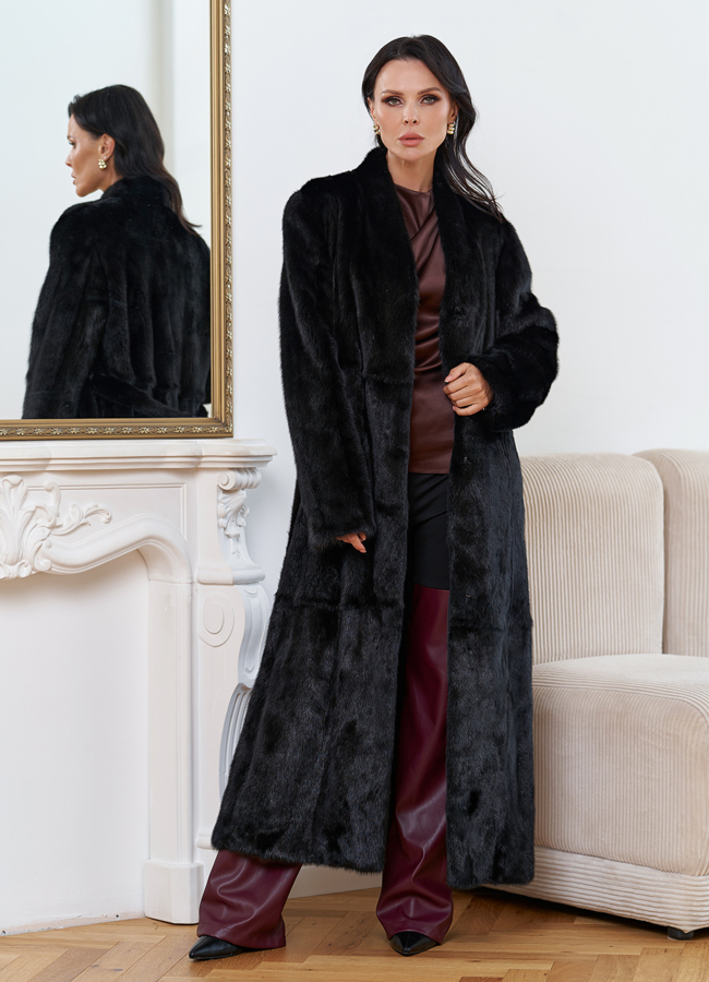 Женская длинная шуба из меха норки модель № 30691 универмаг малина