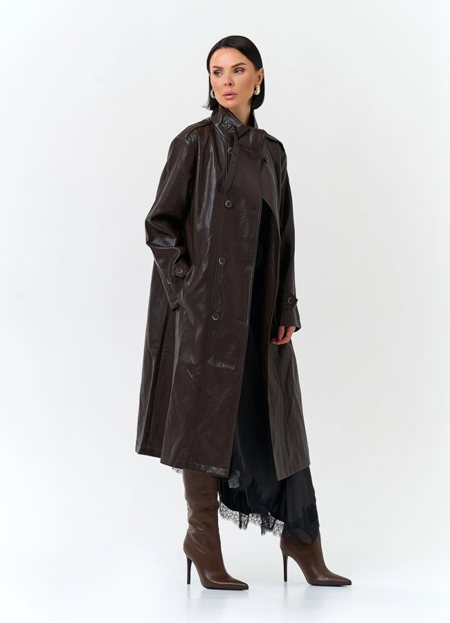 Женский плащ из эко кожи модель № 32849 универмаг малина