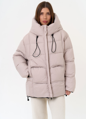 Двухсторонний женский пуховик с капюшоном