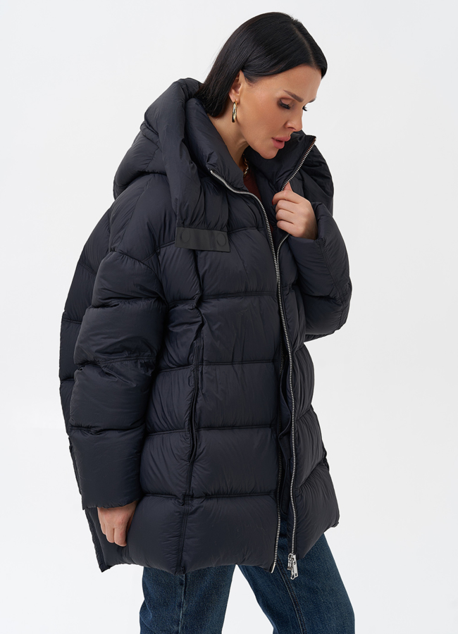 Женский пуховик с капюшоном  модель № 28971 универмаг малина