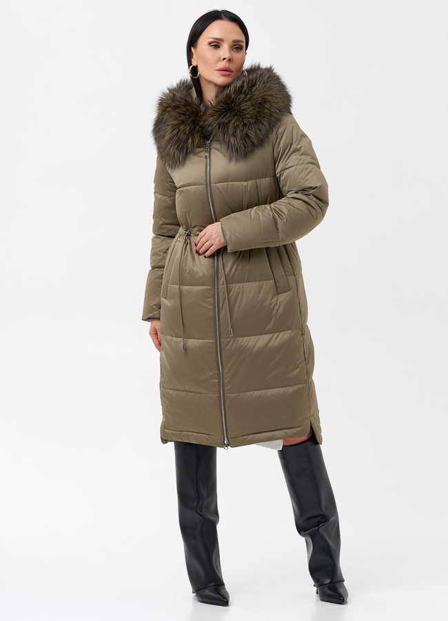 Женский пуховик с отделкой из меха чернобурки модель № 28523 в рассрочку