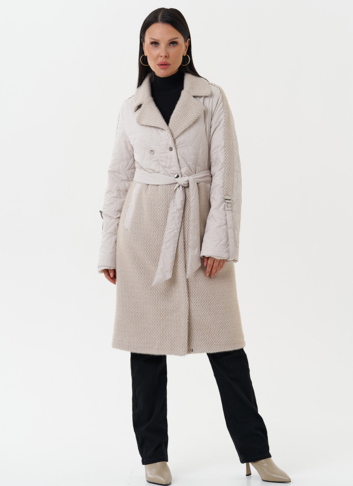 Женское утепленное пальто с поясом