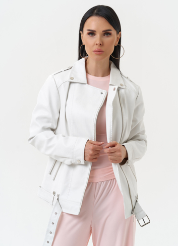 Куртка косуха из эко кожи белого цвета