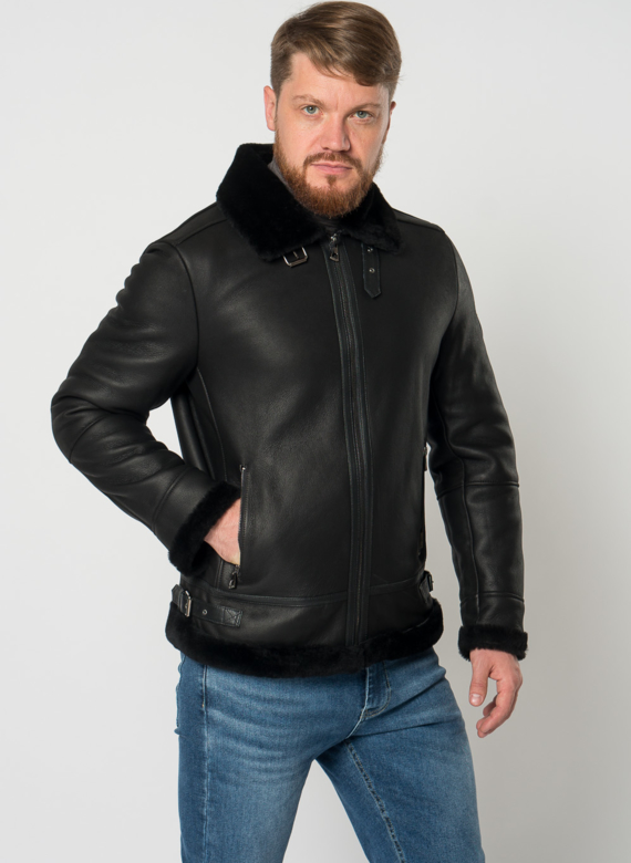 Дубленка пилот мужская на молнии 