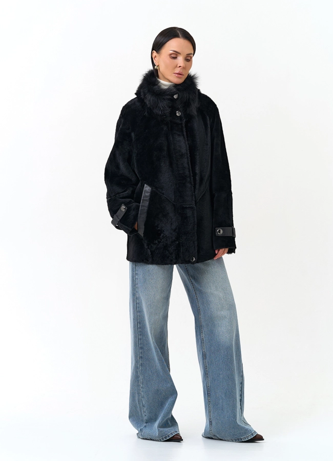 Женская дубленка с воротником стойкой модель № 34207 универмаг малина фото