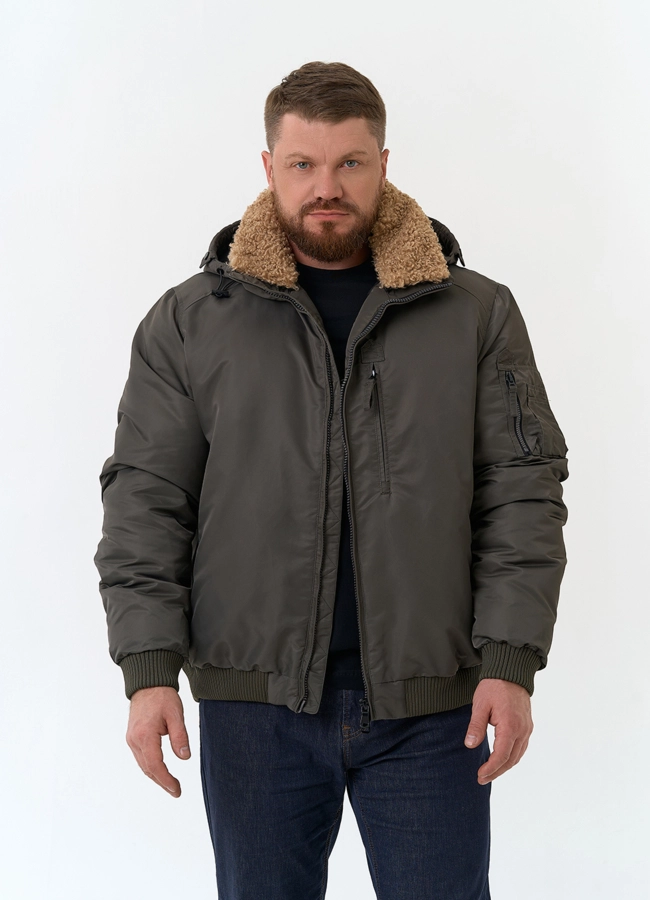 Мужская куртка бомбер с капюшоном модель № 34063 универмаг малина фото