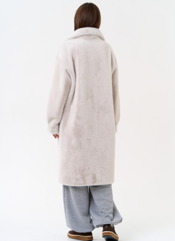 Женская шуба из эко меха с воротником стойкой