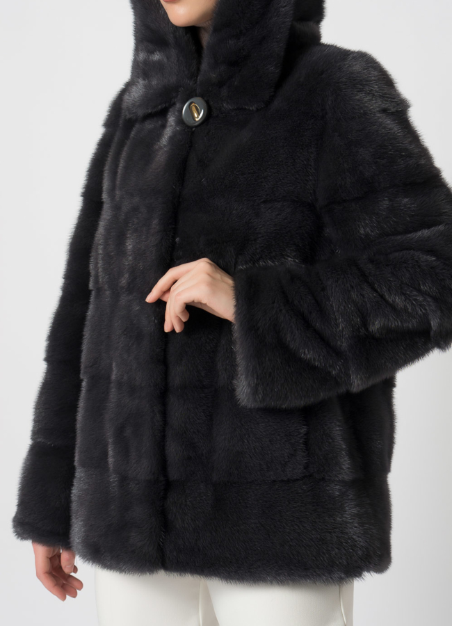 Куртка из меха норки с капюшоном модель № 25398 в рассрочку