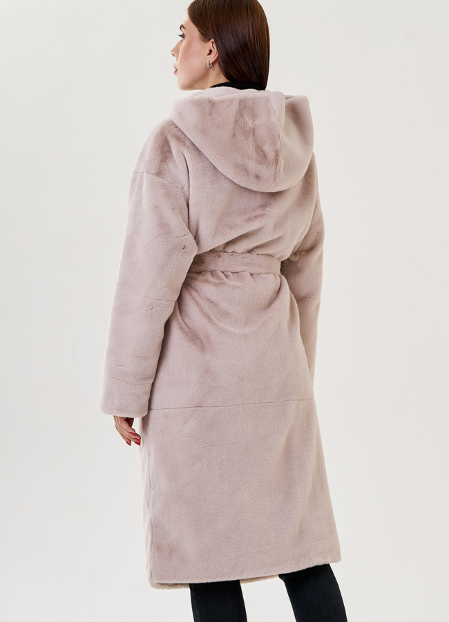 Длинное пальто из искусственного меха модель № 23527 в кредит