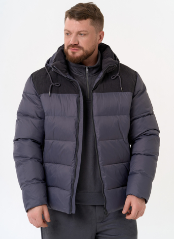 Мужской пуховик с отделкой из вельвета