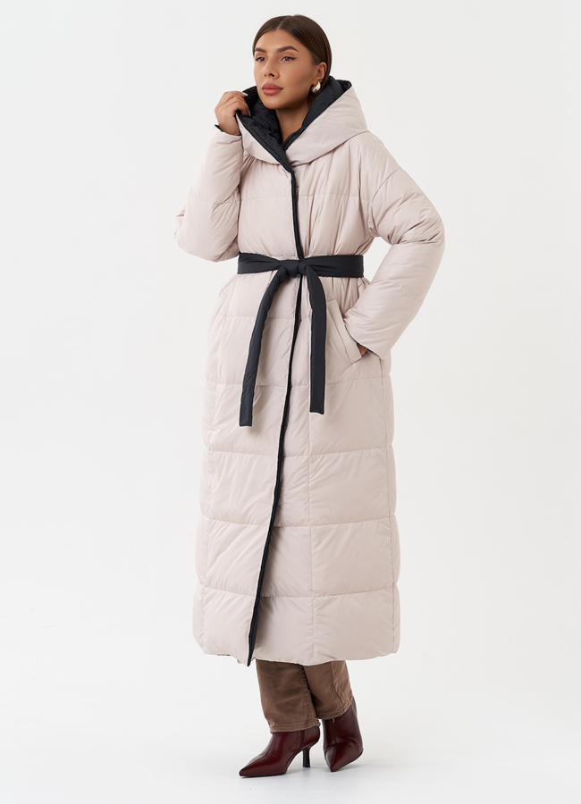 Женский двухсторонний пуховик с капюшоном модель № 28817 универмаг малина