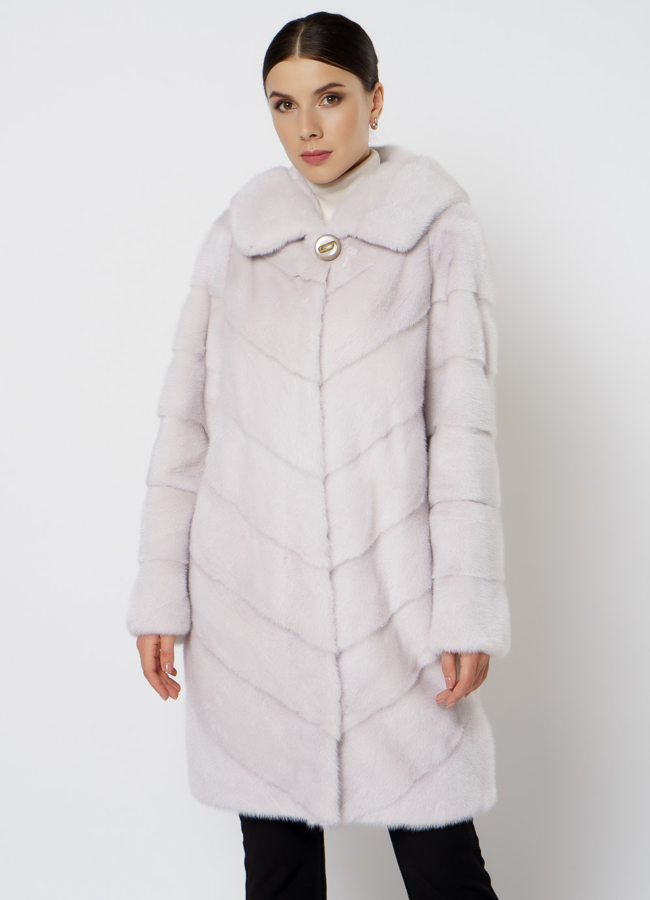 Светлая норковая шуба с капюшоном модель № 24736 универмаг малина