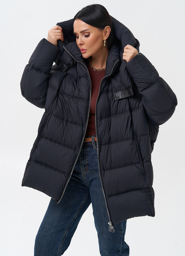 Женский пуховик с капюшоном  модель № 28971 универмаг малина