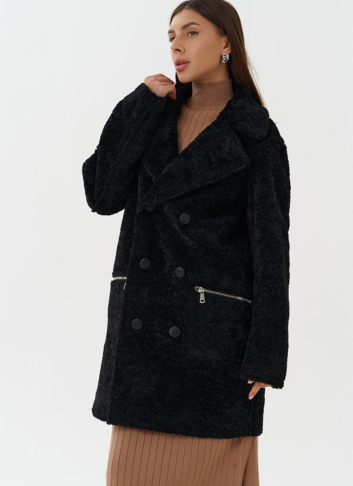 Женская двухсторонняя дубленка из эко кожи