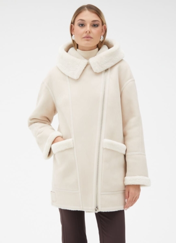 Женская удлиненная дубленка из эко кожи Женская удлиненная дубленка из эко кожи