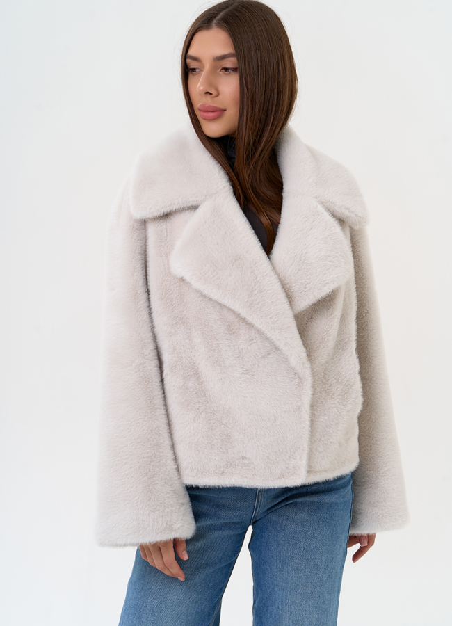 Женская куртка из эко меха с английским воротником модель № 31222 универмаг малина