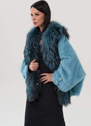 Короткая шуба из норки с мехом из чернобурки 