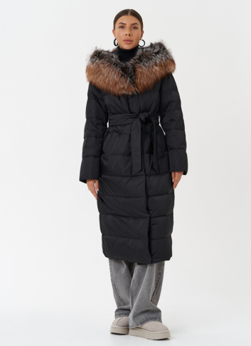 Пуховик с капюшоном из меха чернобурки
