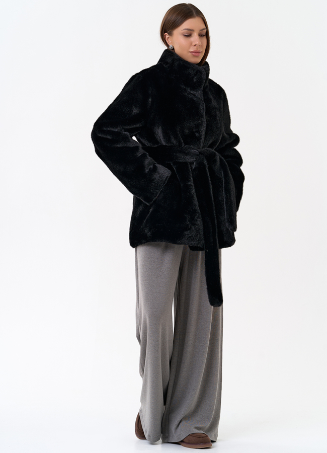 Женская шуба из эко меха в черном цвете модель № 31251 универмаг малина