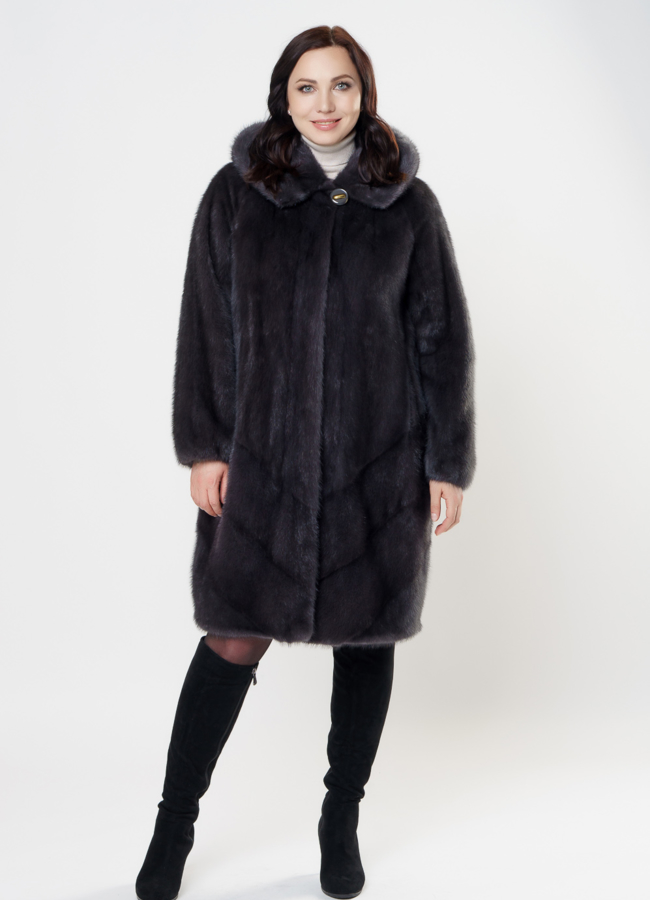 фото Женская шуба в сером цвете модель № 24809