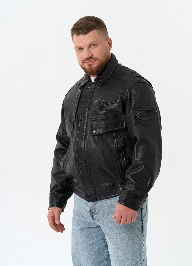 Мужская куртка бомбер из натуральной кожи модель № 32898 универмаг малина
