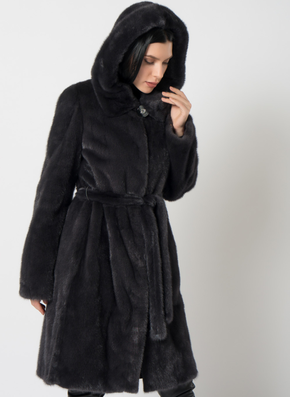 Норковая шуба с поясом
