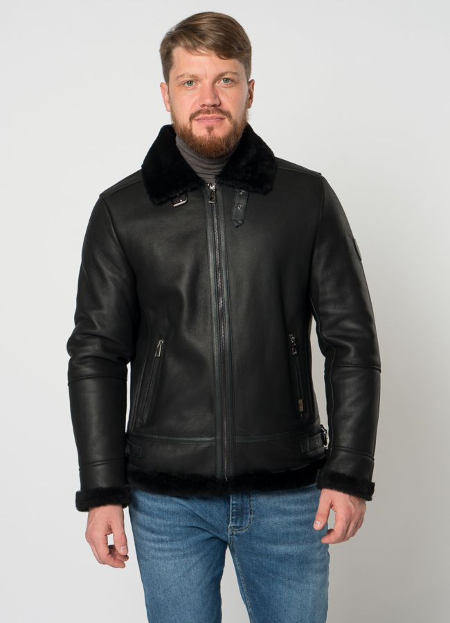 Дубленка пилот мужская на молнии  модель № 21349 в кредит