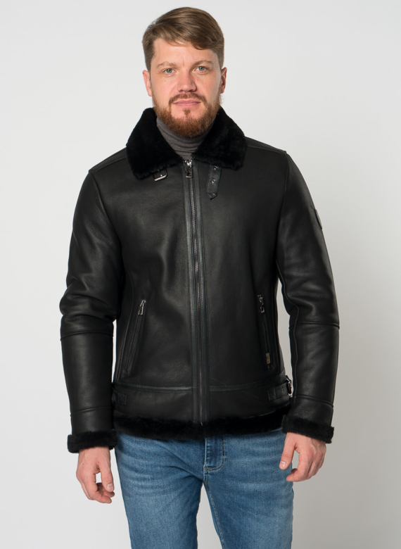 Дубленка пилот мужская на молнии 