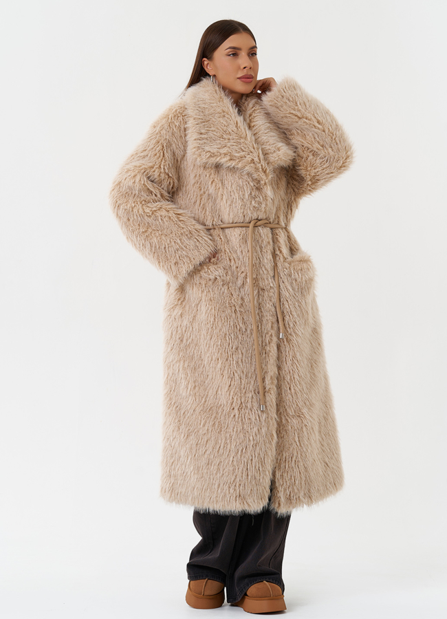 Длинная эко шуба под овчину модель № 28552 в рассрочку