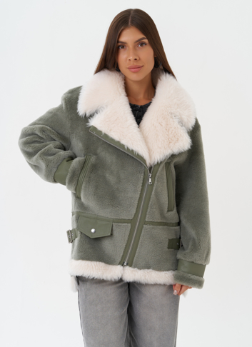 Эко дубленка с английским воротником