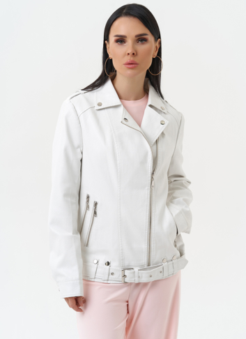 Куртка косуха из эко кожи белого цвета