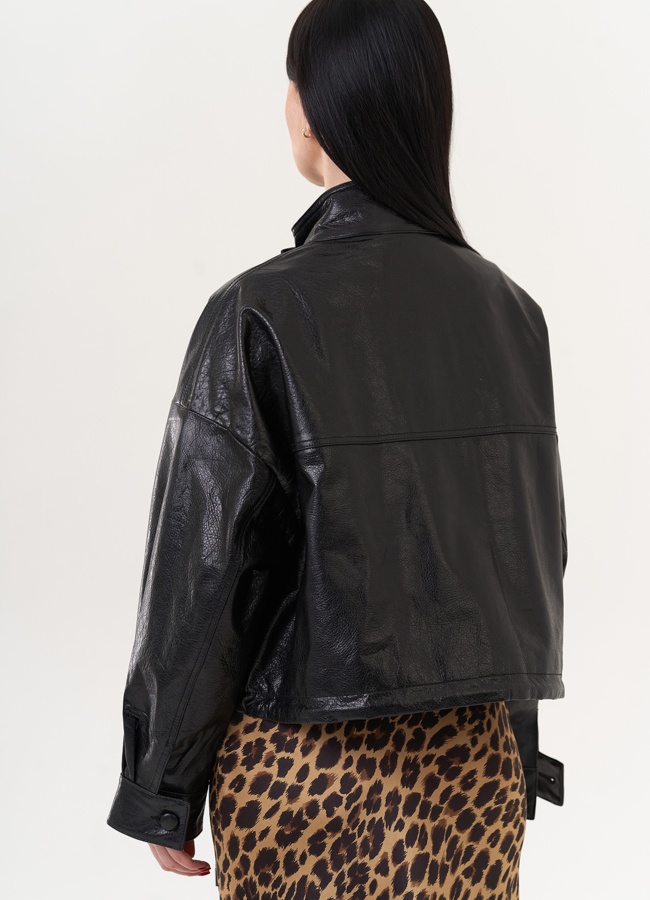 Куртка оверсайз из натуральной кожи модель № 26893 универмаг малина