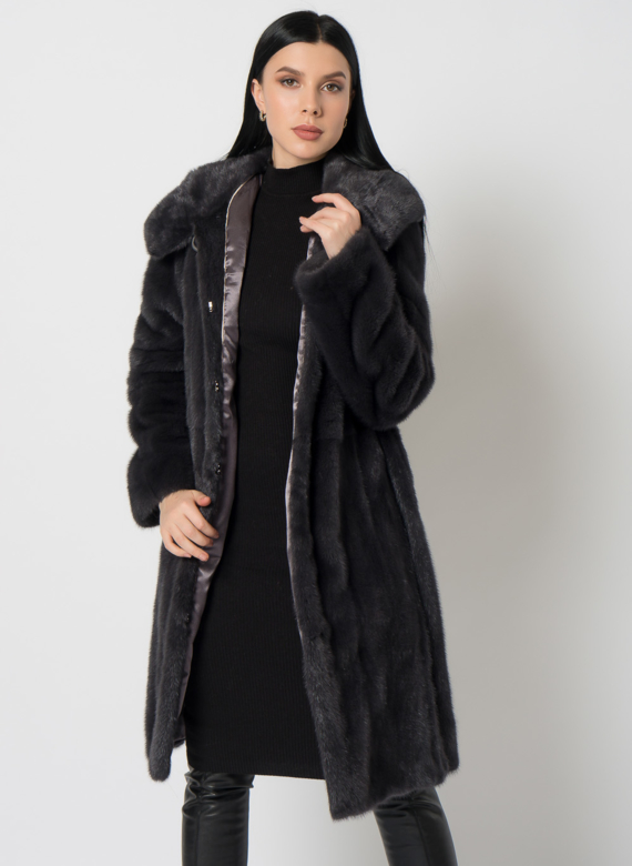 Норковая шуба с поясом