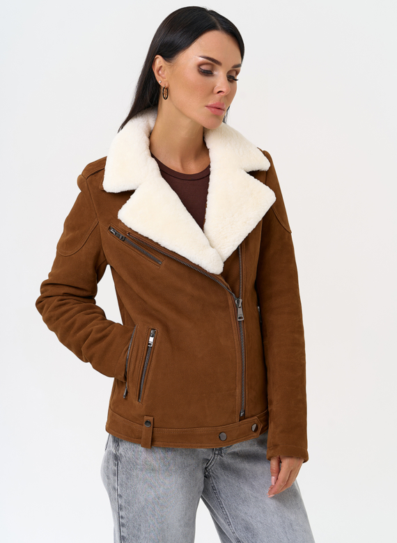 Косуха из натуральной замши с мехом