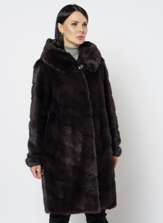 Норковая шуба с капюшоном