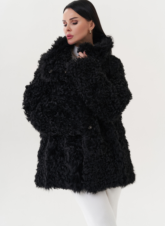 Двухсторонняя дубленка черного цвета