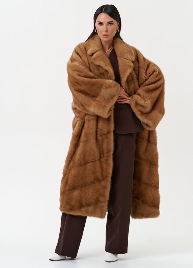 фото Женская шуба из меха норки с английским воротником модель № 31861