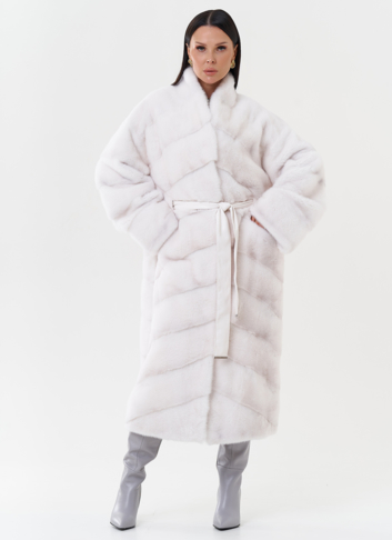 Шуба из меха норки с воротником шаль