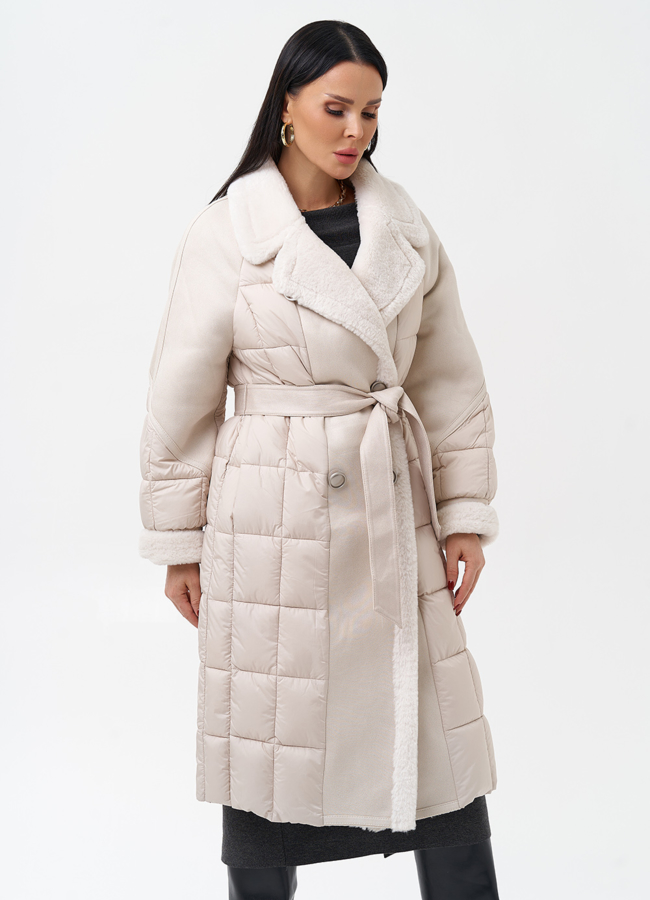 Комбинированный женский пуховик  модель № 27735 в кредит