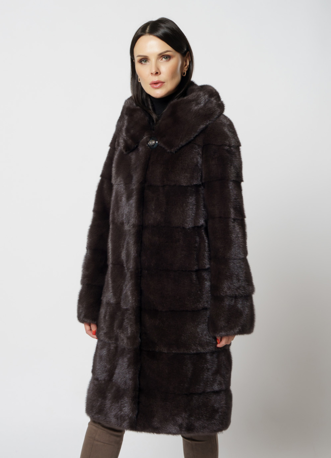 Норковая шуба с капюшоном трансформер 4 в 1 модель № 25925 меха малина