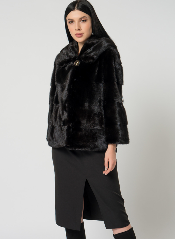 Норковая шуба с капюшоном