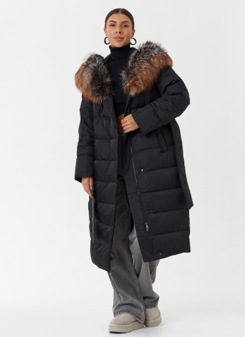 Пуховик с капюшоном из меха чернобурки